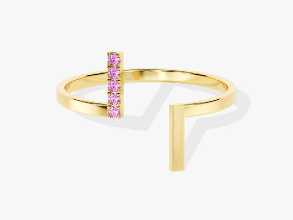 Open Five-Stone Pink Tourmaline Ring in 14K Solid Gold