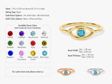 Bezel Evil Eye Blue Topaz Ring in 14K Solid Gold