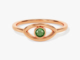 Bezel Evil Eye Emerald Ring in 14K Solid Gold