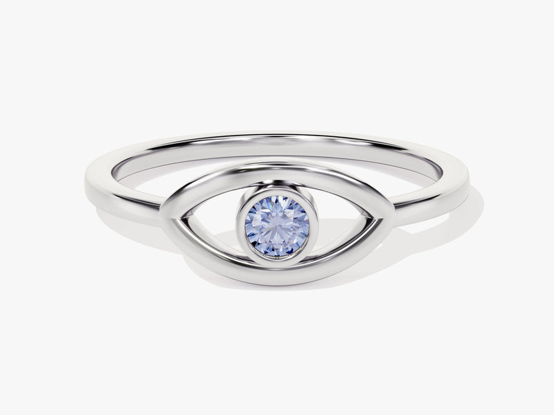 Bezel Evil Eye Alexandrite Ring in 14K Solid Gold