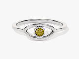 Bezel Evil Eye Peridot Ring in 14K Solid Gold