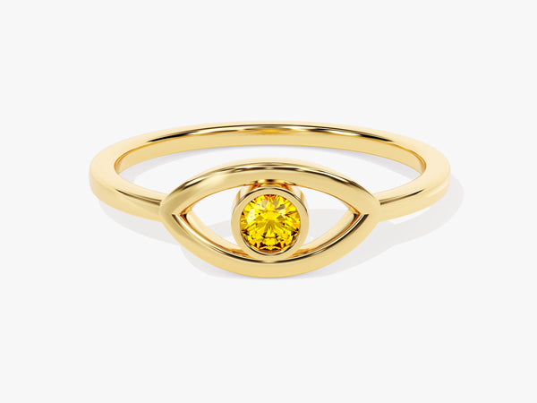 Bezel Evil Eye Birthstone Ring