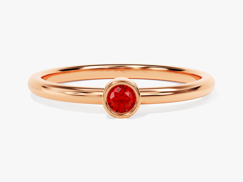 Bezel Set Round Ruby Ring in 14K Solid Gold