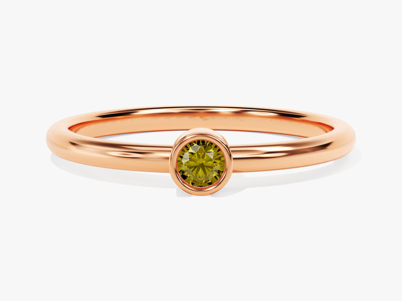 Bezel Set Round Peridot Ring in 14K Solid Gold