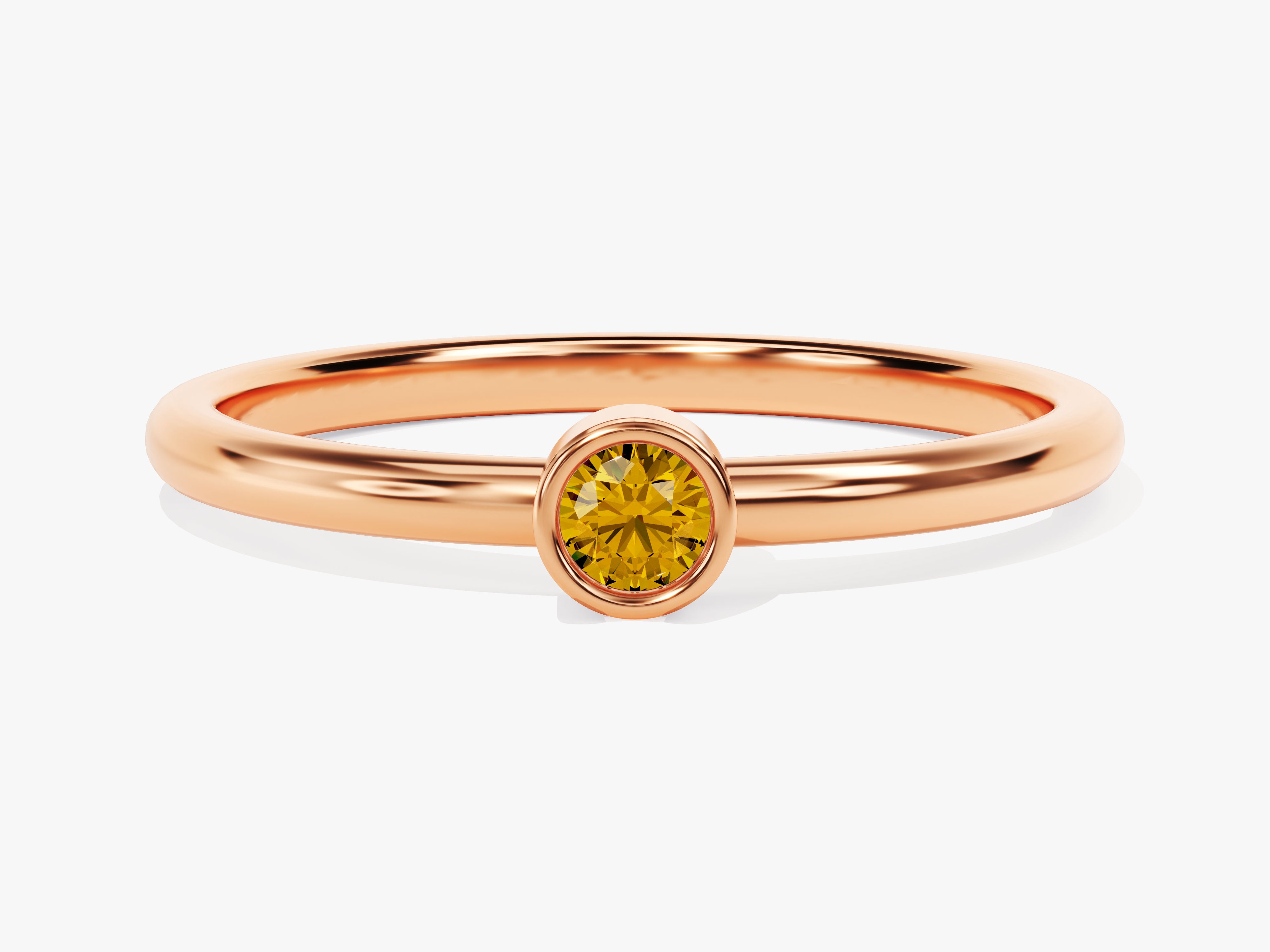 Bezel Set Round Citrine Ring in 14K Solid Gold