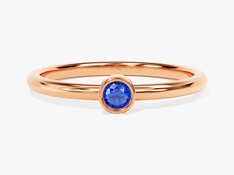 Bezel Set Round Sapphire Ring in 14K Solid Gold