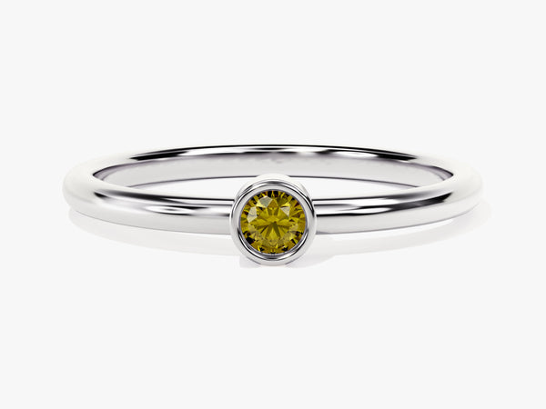 Bezel Set Round Peridot Ring in 14K Solid Gold