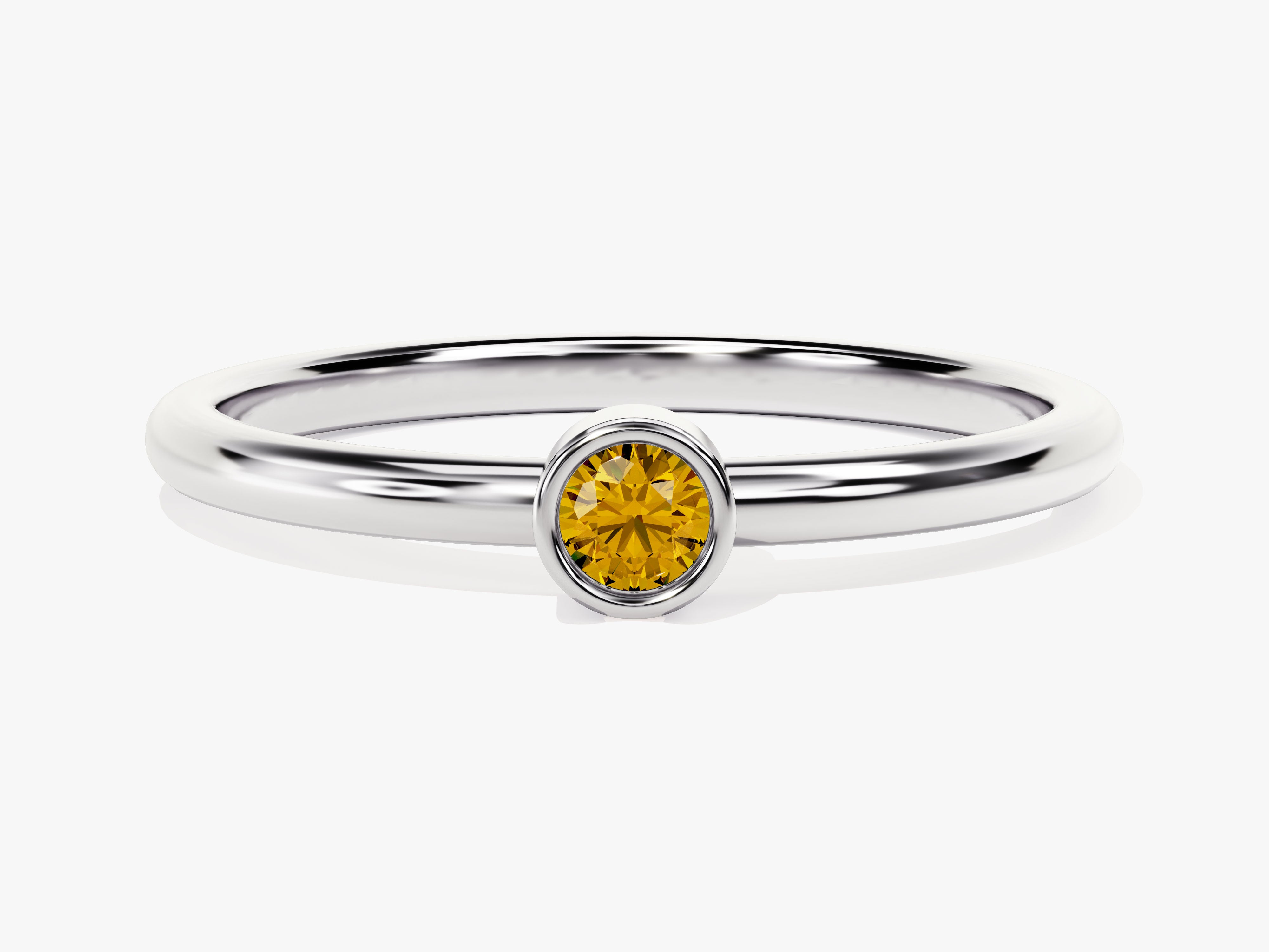 Bezel Set Round Citrine Ring in 14K Solid Gold