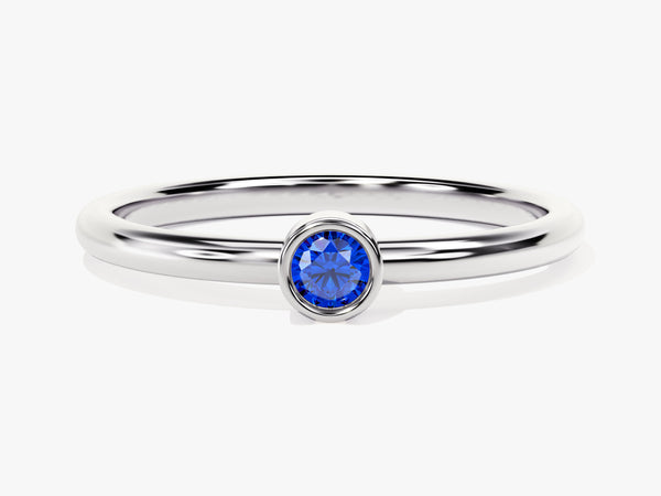Bezel Set Round Sapphire Ring in 14K Solid Gold