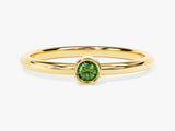 Bezel Set Round Emerald Ring in 14K Solid Gold