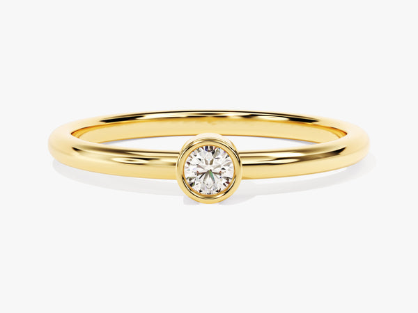Bezel Set Round Diamond Birthstone Ring in 14K Solid Gold