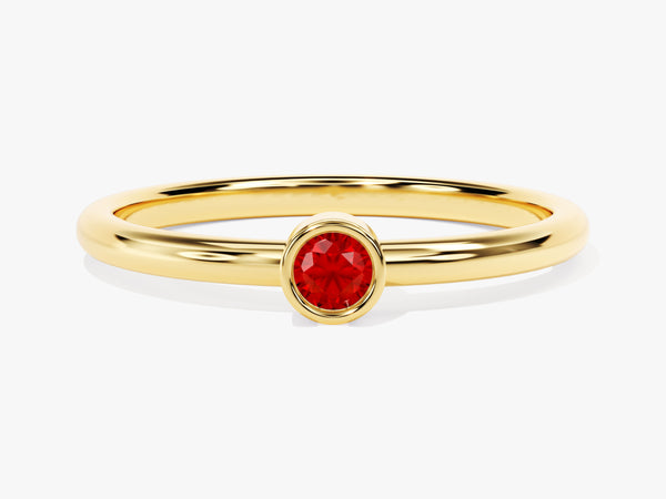 Bezel Set Round Ruby Ring in 14K Solid Gold