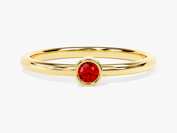 Bezel Set Round Garnet Ring in 14K Solid Gold