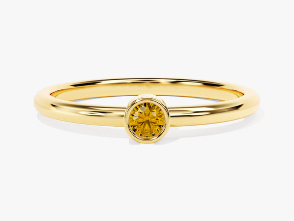 Bezel Set Round Citrine Ring in 14K Solid Gold