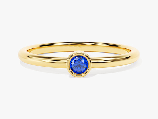 Bezel Set Round Sapphire Ring in 14K Solid Gold