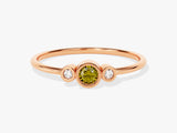 Bezel Set Trio Round Peridot Ring in 14K Solid Gold