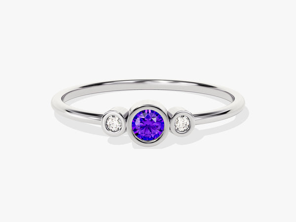 Bezel Set Trio Round Birthstone Ring