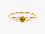 Bezel Set Trio Round Peridot Ring in 14K Solid Gold