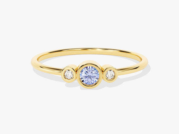 Bezel Set Trio Round Alexandrite Ring in 14K Solid Gold