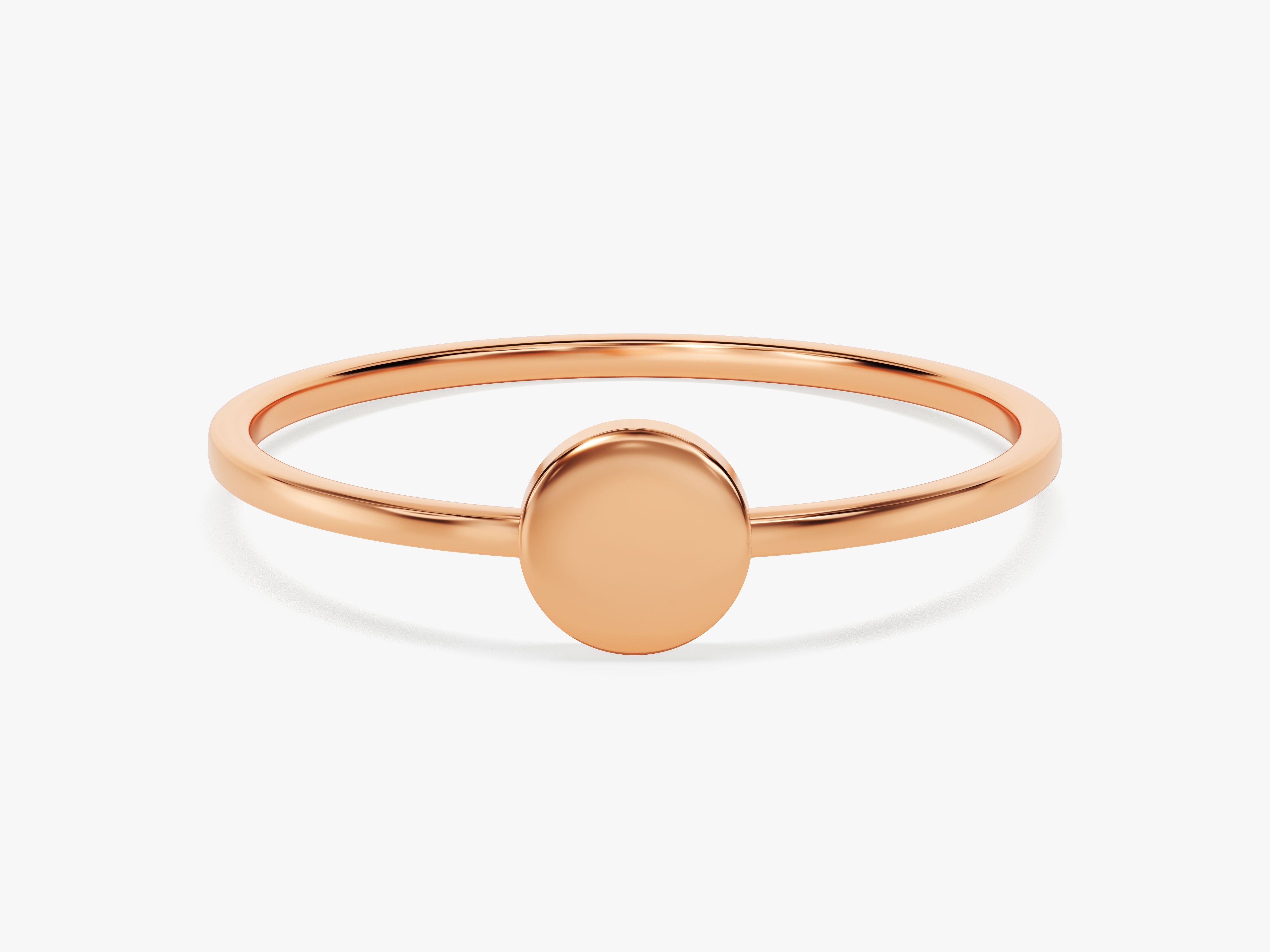 Rose gold minimalist ring with a circular disc charm