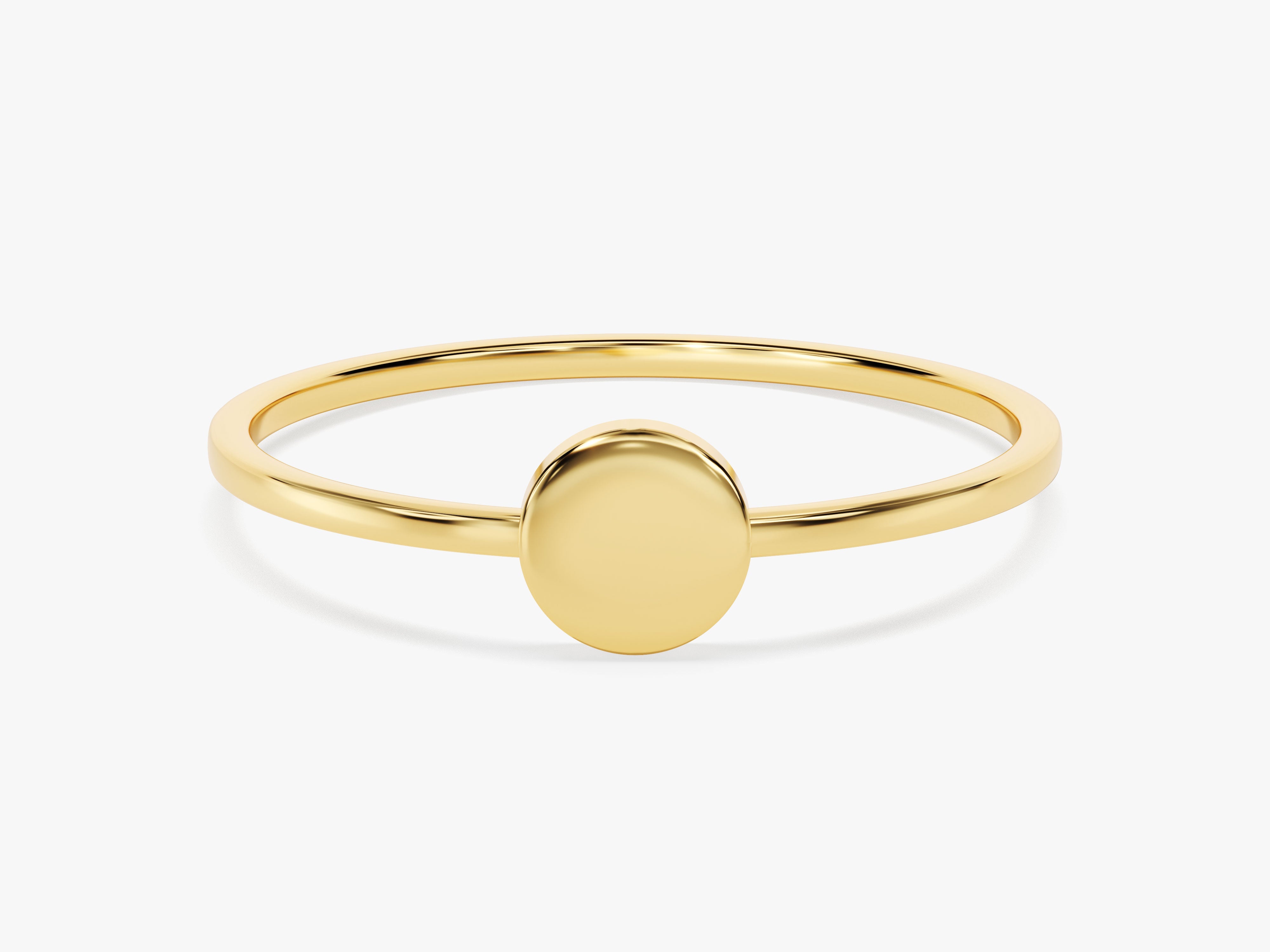 Gold disc ring, minimalist jewelry, fine gold band, modern ring design