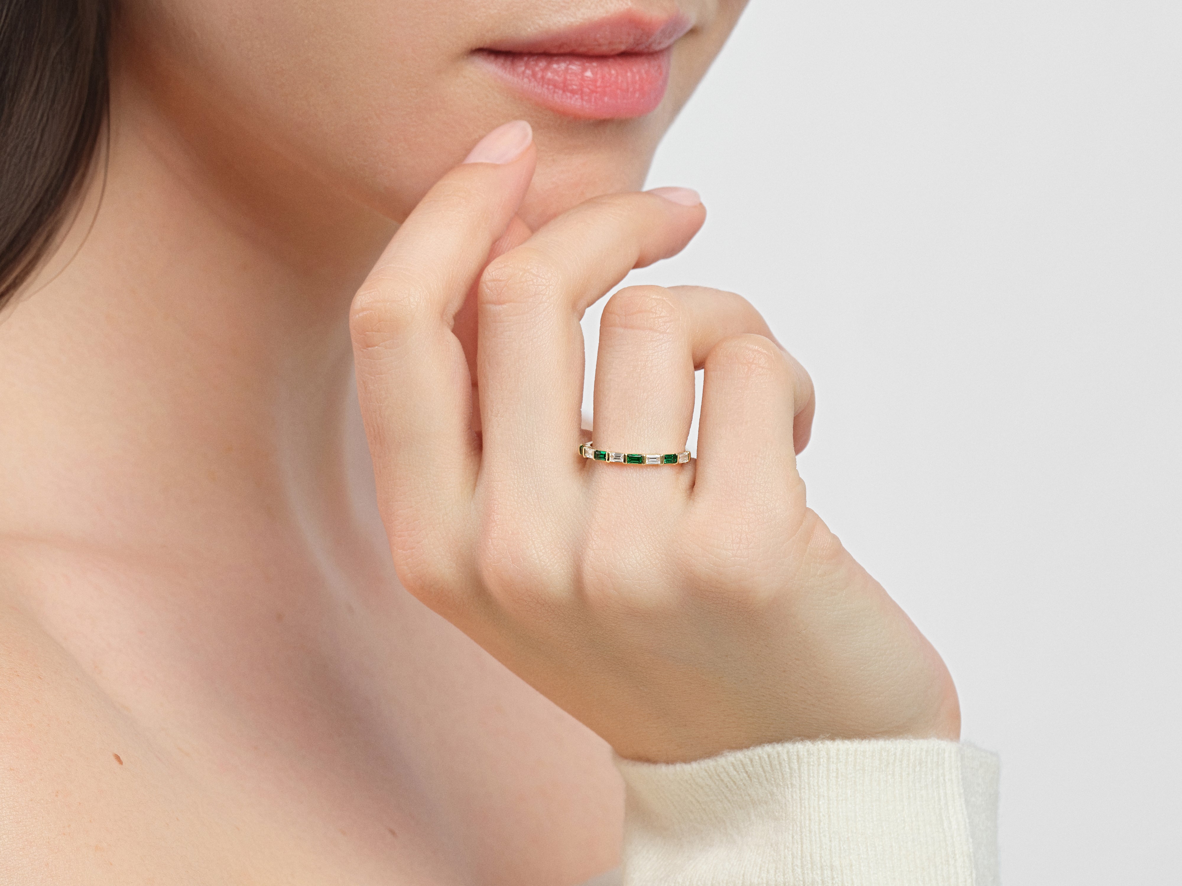 Bar Set Horizontal Baguette Birthstone Ring