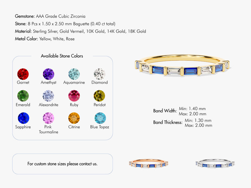 Bar Set Horizontal Baguette Birthstone Ring