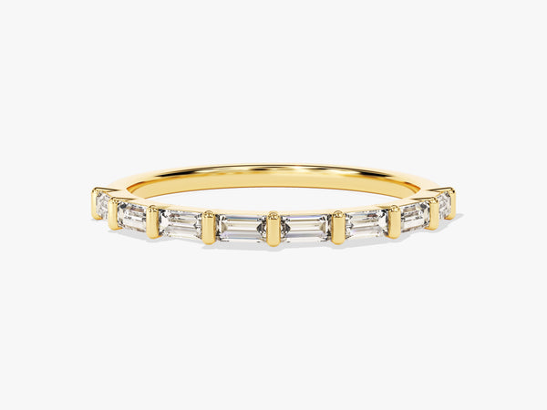 Bar Set Horizontal Baguette Diamond Birthstone Ring in 14K Solid Gold