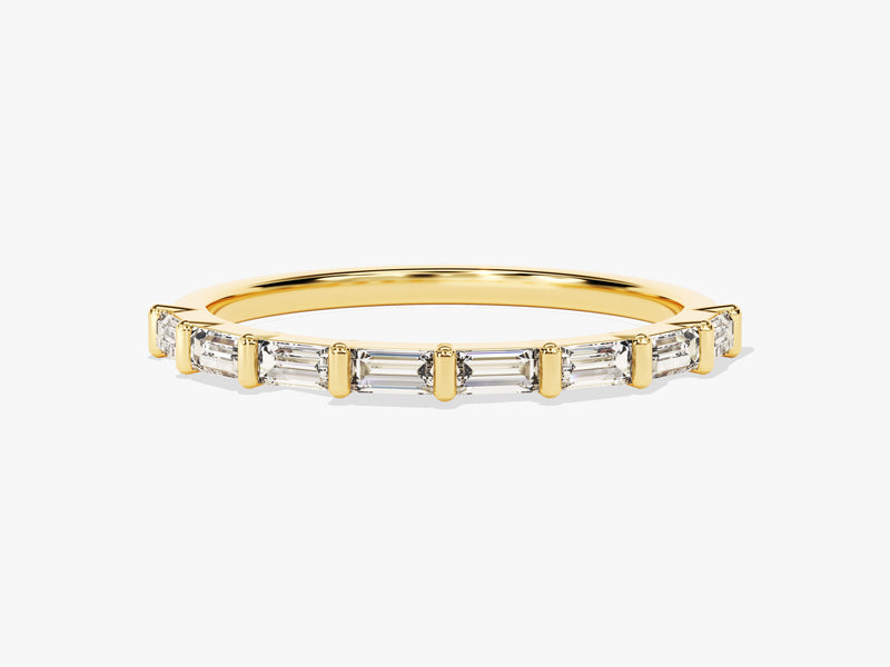 Bar Set Horizontal Baguette Diamond Birthstone Ring in 14K Solid Gold