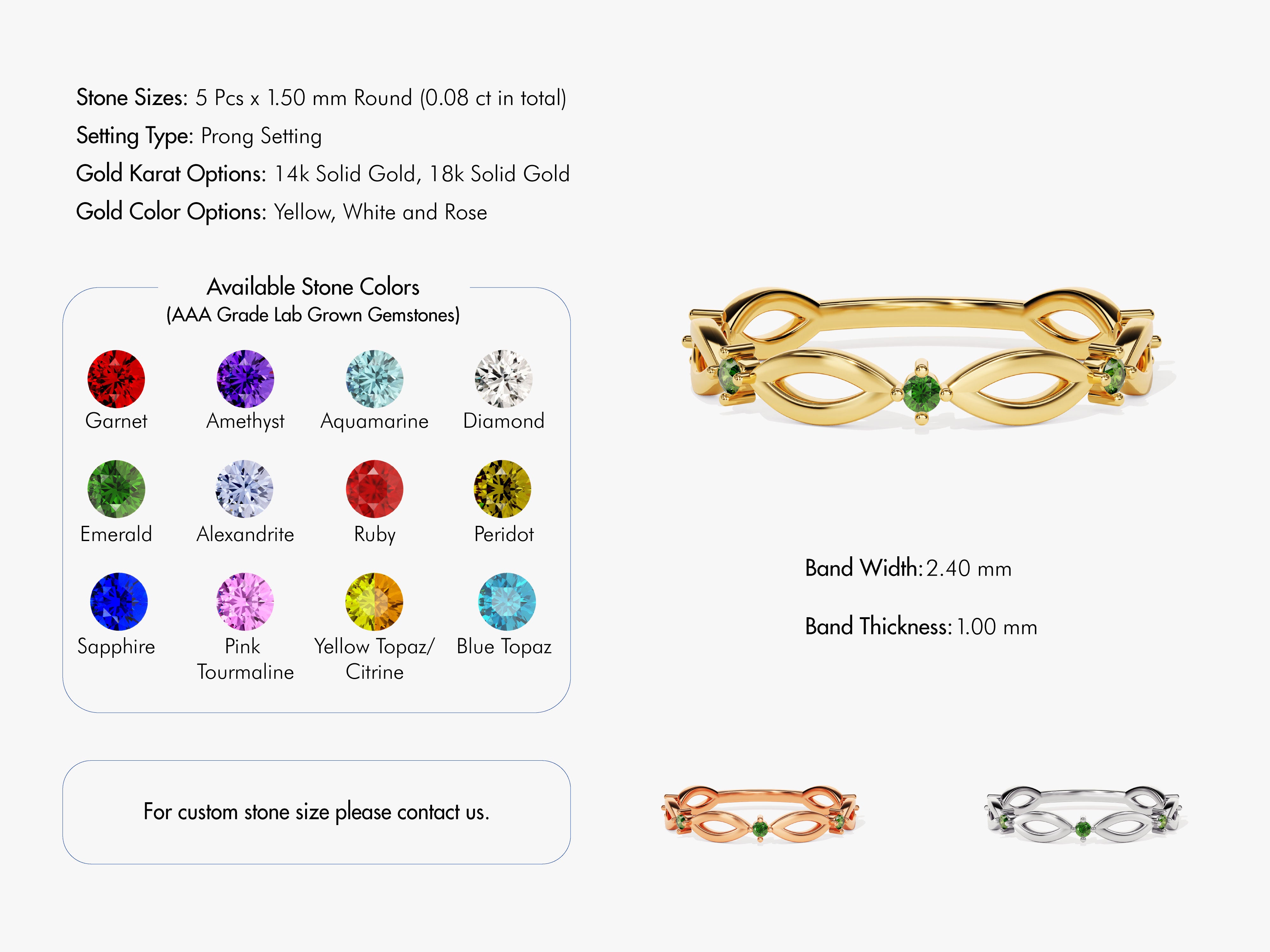 Infinity Emerald Ring in 14K Solid Gold