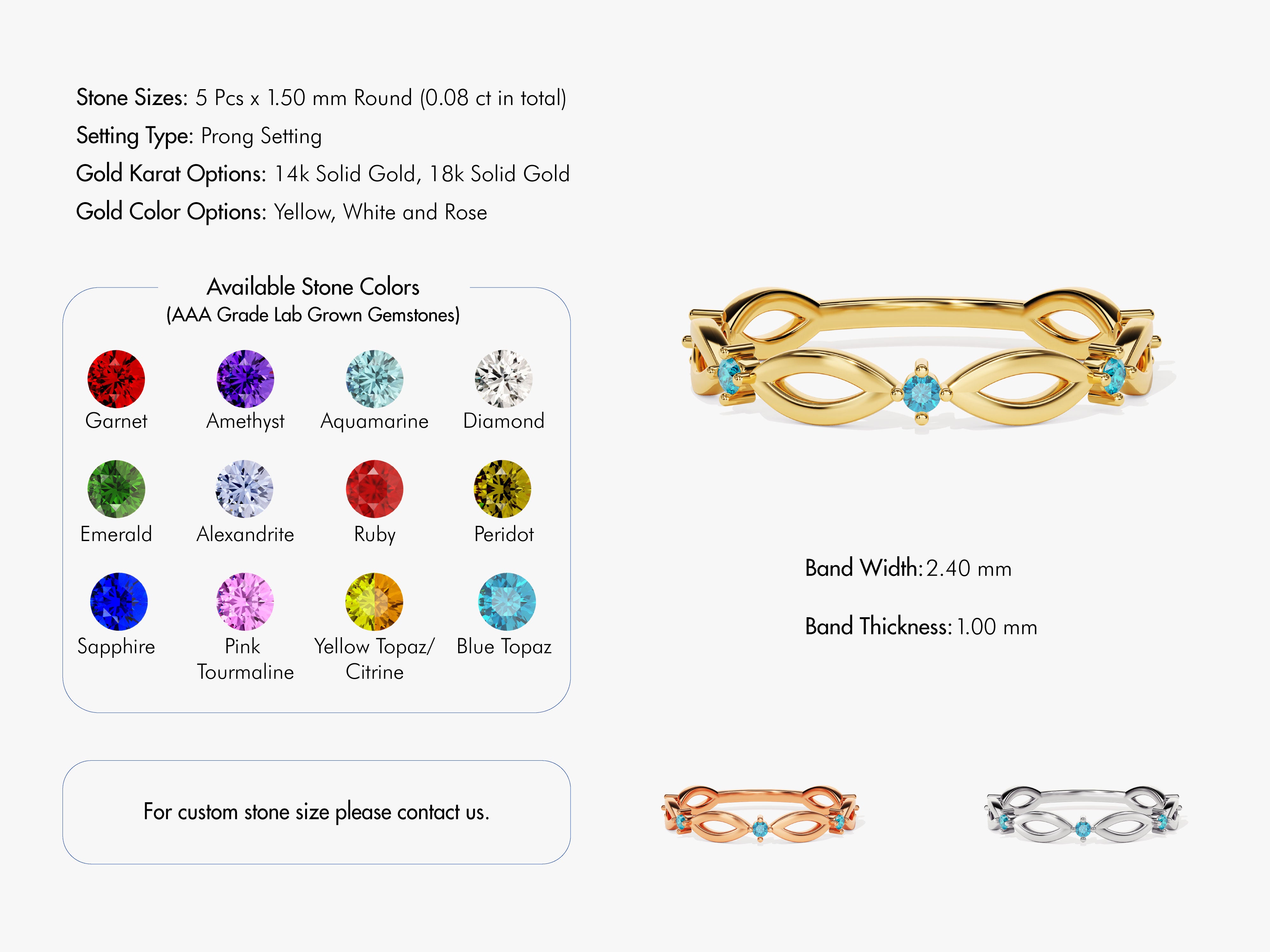 Infinity Blue Topaz Ring in 14K Solid Gold