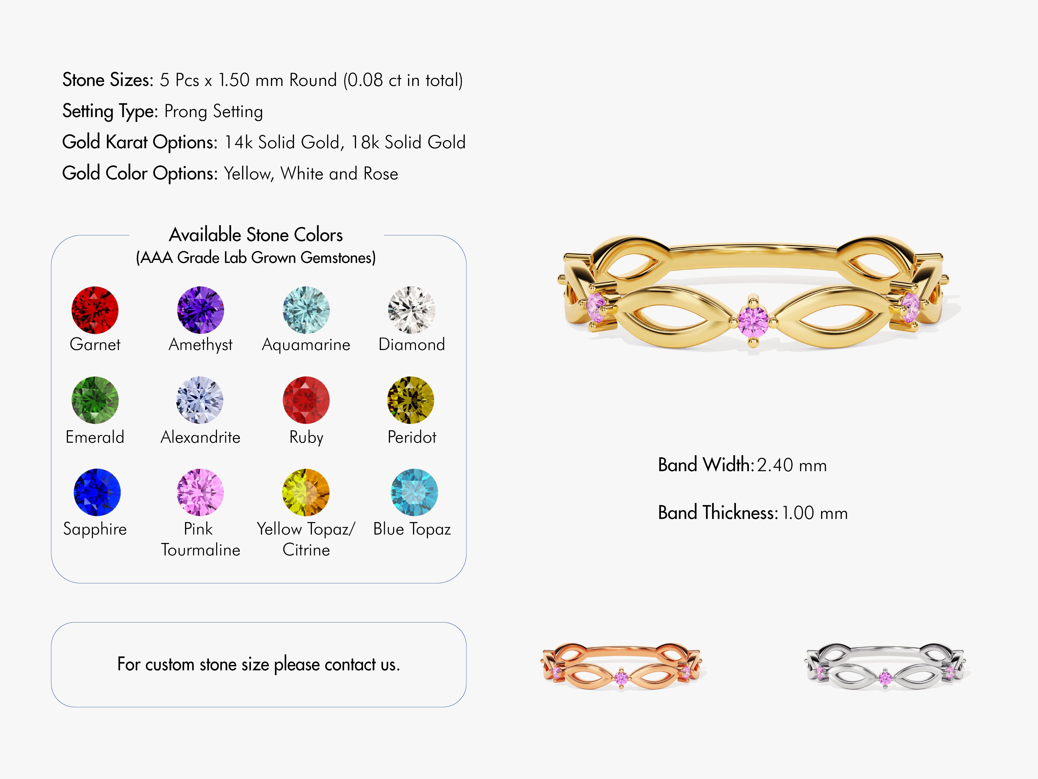 Infinity Pink Tourmaline Ring in 14K Solid Gold