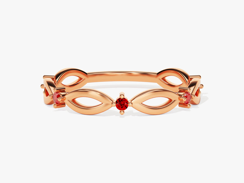 Infinity Garnet Ring in 14K Solid Gold