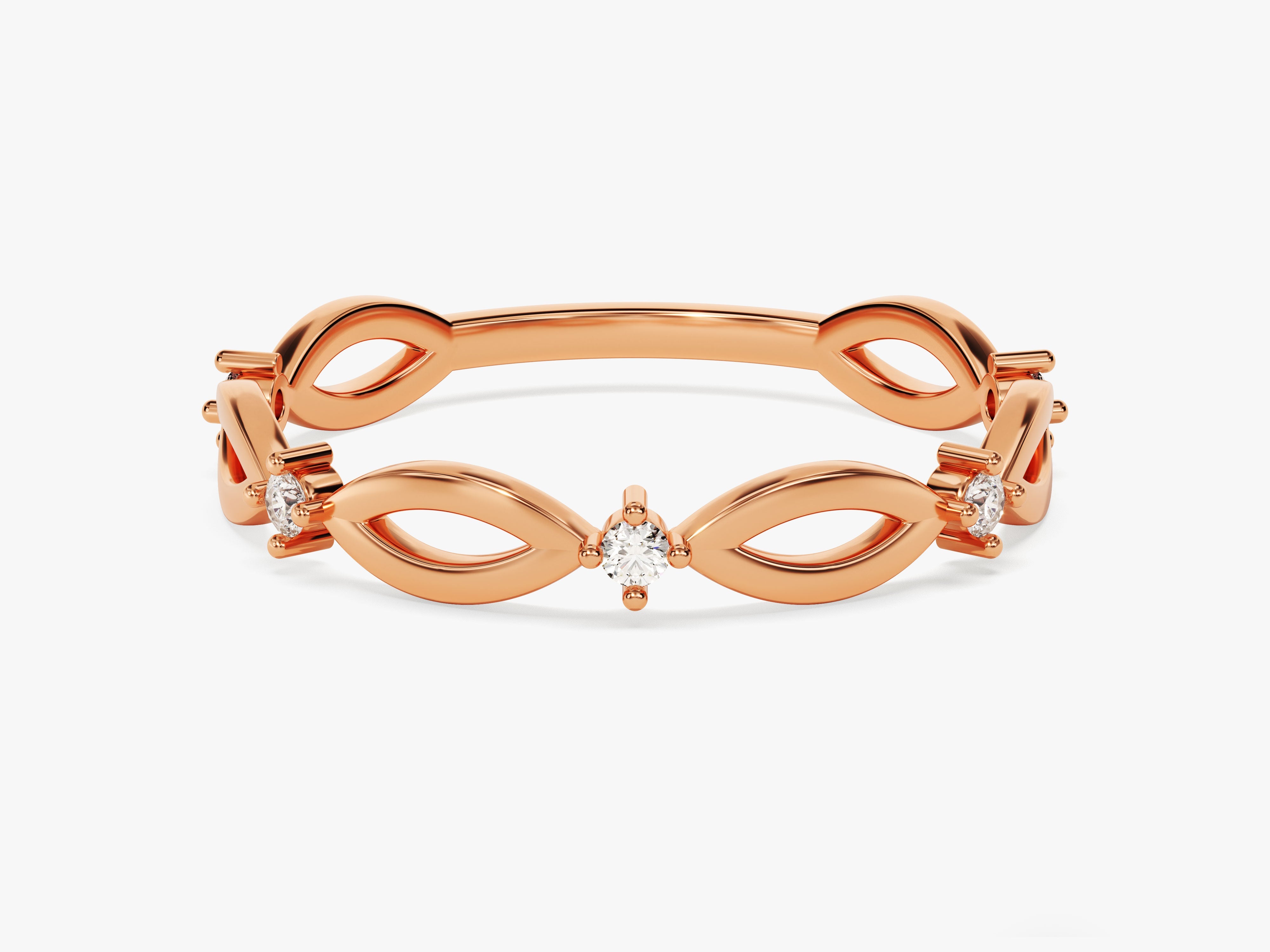 Rose gold diamond ring with infinity design
