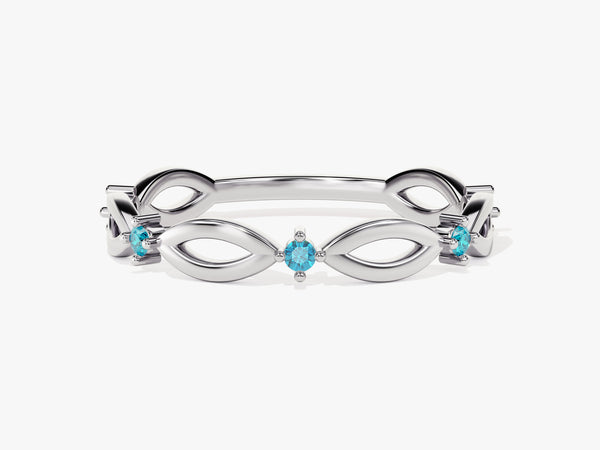 Infinity Blue Topaz Ring in 14K Solid Gold