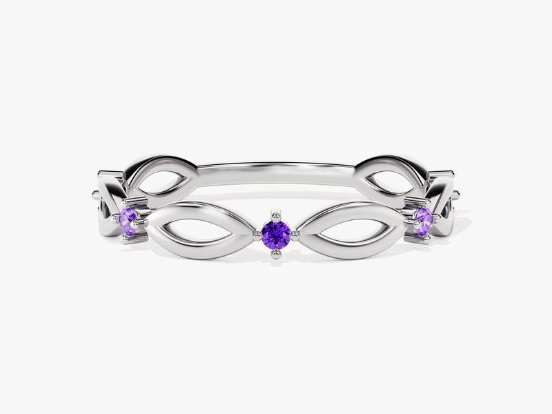 Infinity Amethyst Ring in 14K Solid Gold
