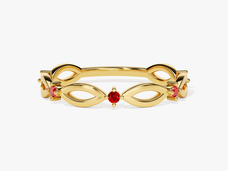 Infinity Garnet Ring in 14K Solid Gold