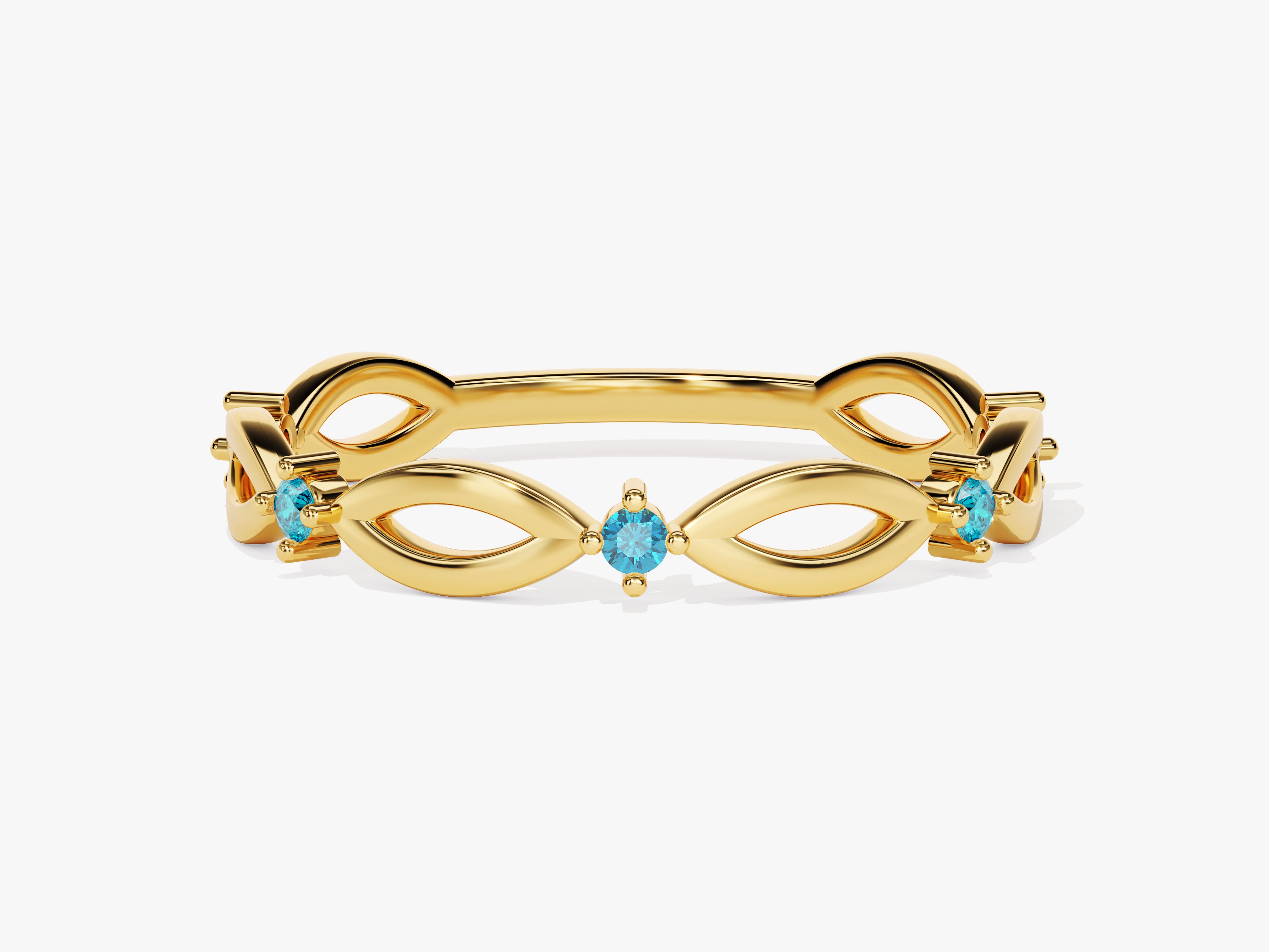 Infinity Blue Topaz Ring in 14K Solid Gold