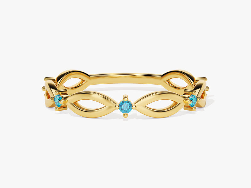 Infinity Blue Topaz Ring in 14K Solid Gold