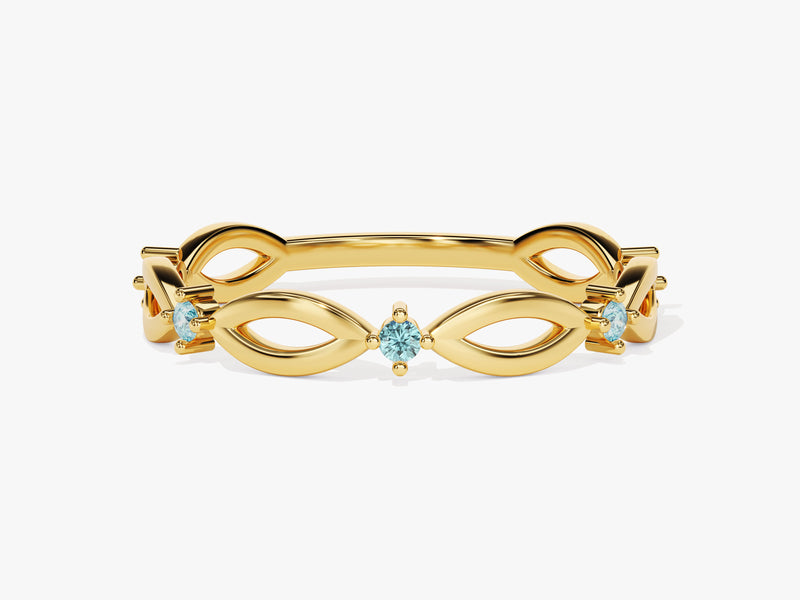 Infinity Aquamarine Ring in 14K Solid Gold