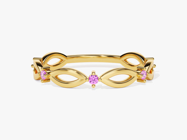 Infinity Pink Tourmaline Ring in 14K Solid Gold