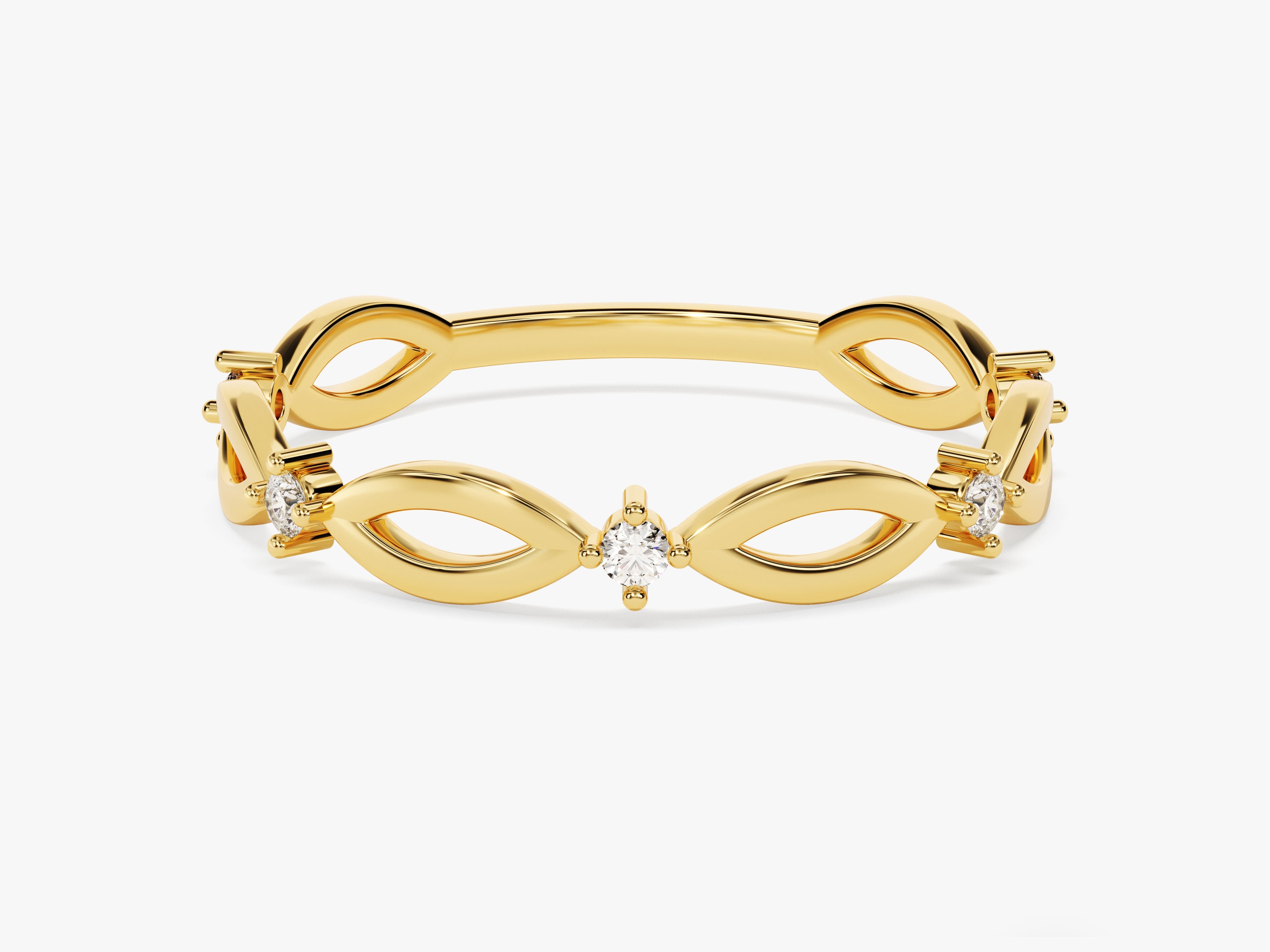 Gold diamond ring with infinity design