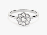 Milgrain Flower Diamond Ring