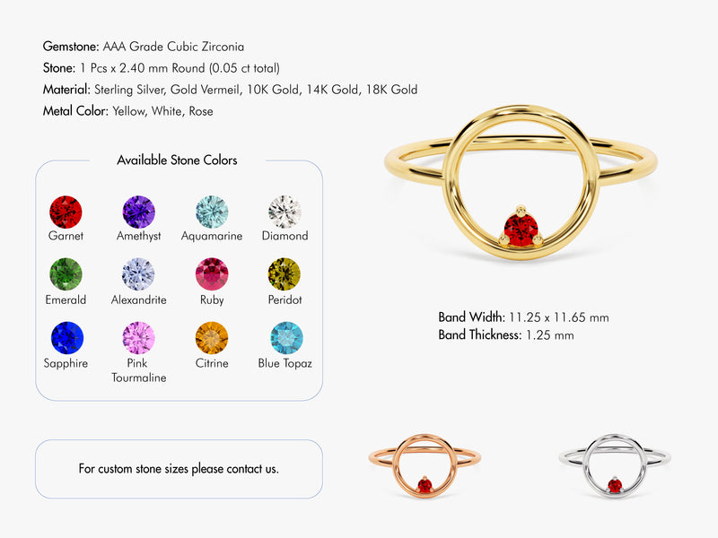 Open Circle Birthstone Ring