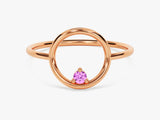 Open Circle Pink Tourmaline Ring in 14K Solid Gold