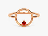 Open Circle Garnet Ring in 14K Solid Gold