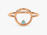 Open Circle Aquamarine Ring in 14K Solid Gold