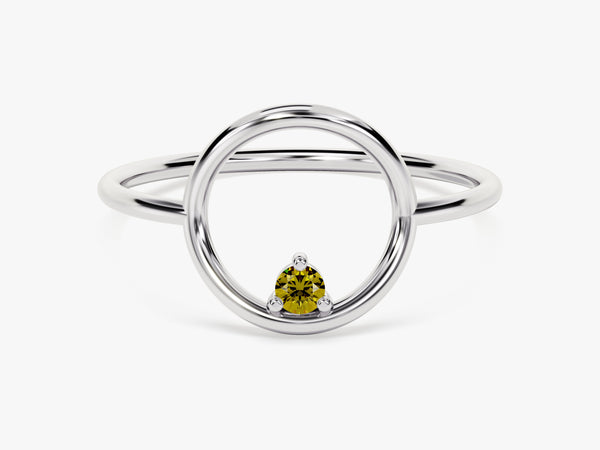 Open Circle Peridot Ring in 14K Solid Gold
