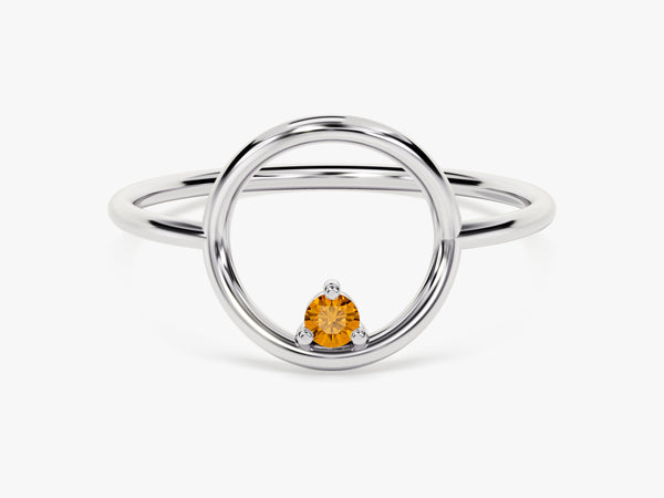 Open Circle Citrine Ring in 14K Solid Gold