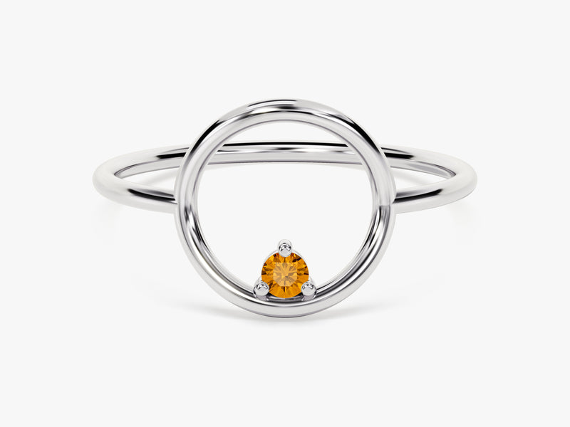 Open Circle Birthstone Ring